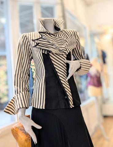 Black and white striped flexfrill shirt ( In Stock )