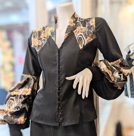 Puzzle sleeve hook and eye shirt with over print ( Available to order)