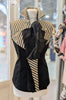 Black and white striped sleeveless flexfrill shirt ( In Stock )