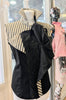 Black and white striped sleeveless flexfrill shirt ( In Stock )