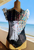 Elevator print voile cap sleeve ( one-off )