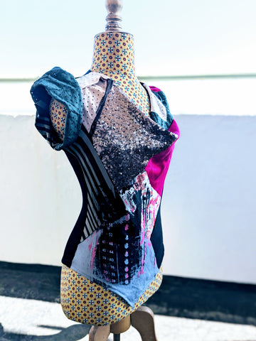 Voile and sequins cap sleeve ( one-off )