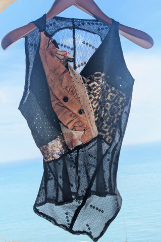Sheer collage cowl neck ( one-off )