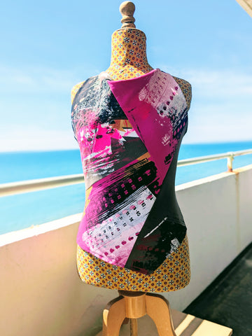 Sleeveless collage cowl neck top 6 ( in stock )