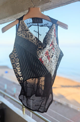 Sheer collage cowl neck ( one-off )