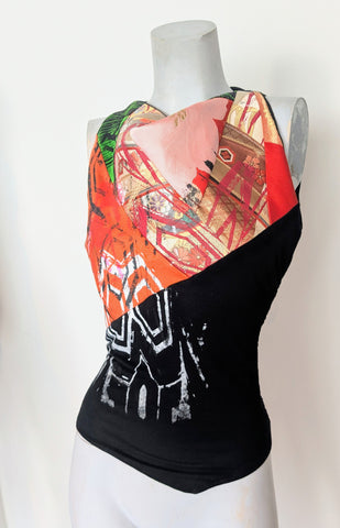 Obi brocade collage cowl neck ( one-off )