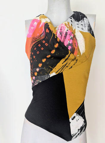 Sleeveless collage cowl neck top 14( in stock )