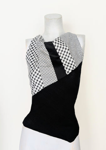 High cowl gingham top