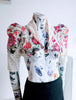 Embroidered raw silk and eyelet cotton bolero
