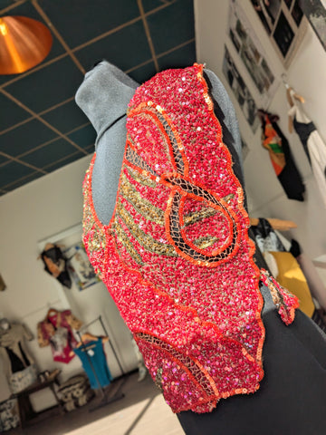 Sequin and beaded backless top