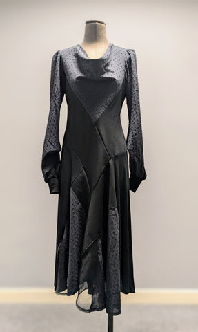 Swirl dress in dot voile and jersey ( made to order )