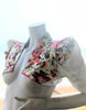 Embroidered raw silk and eyelet cotton bolero