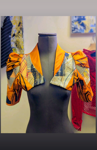 Print and obi brocade bolero