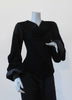 Puzzle sleeved jersey cowl-neck top ( Made to order )