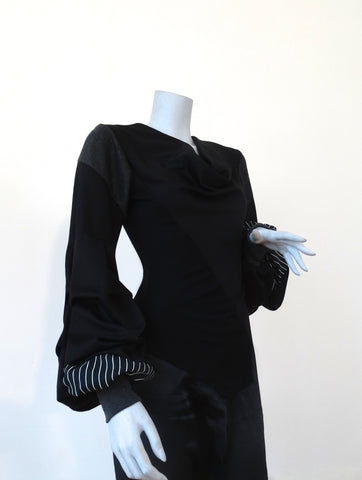 Puzzle sleeved jersey cowl-neck top ( Made to order )