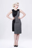 Black and Grey Shadow-Cut Shift Dress
