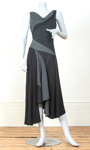 Hybrid dress in black & white stripe ( Made to Order )